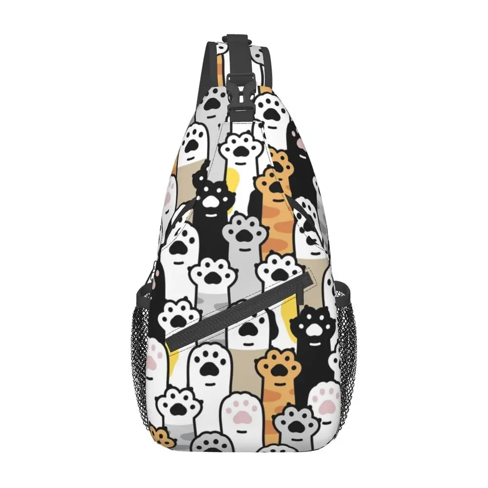 

Cat Paw Kitten Footprint Sling Crossbody Backpack Men Custom Cartoon Paw Lover Chest Shoulder Bag for Traveling Daypack