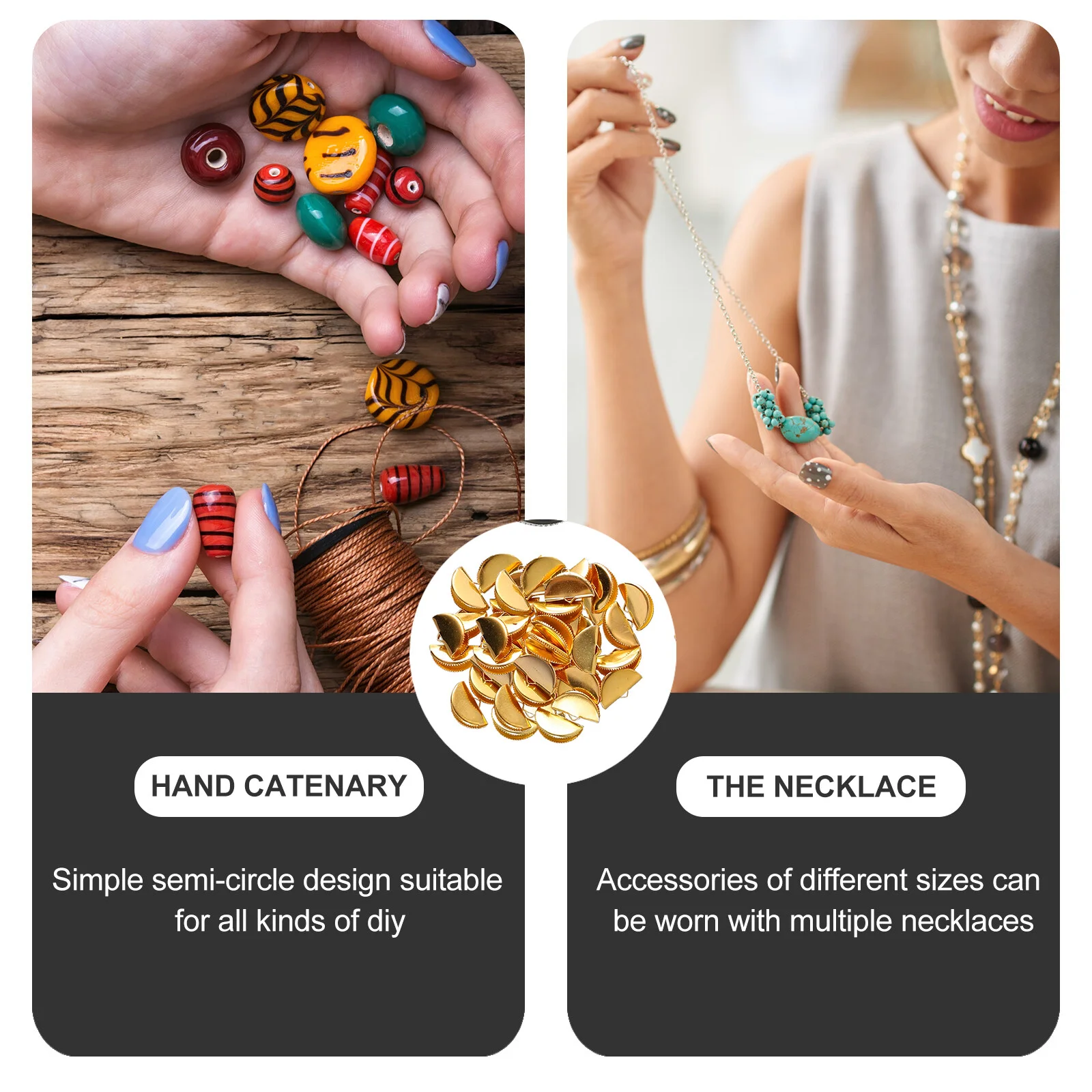 300 Pcs Fastener Clasps Jewels Crafts Sector Connector Charms Jewelry Making Metal Crimps Necklace Connectors