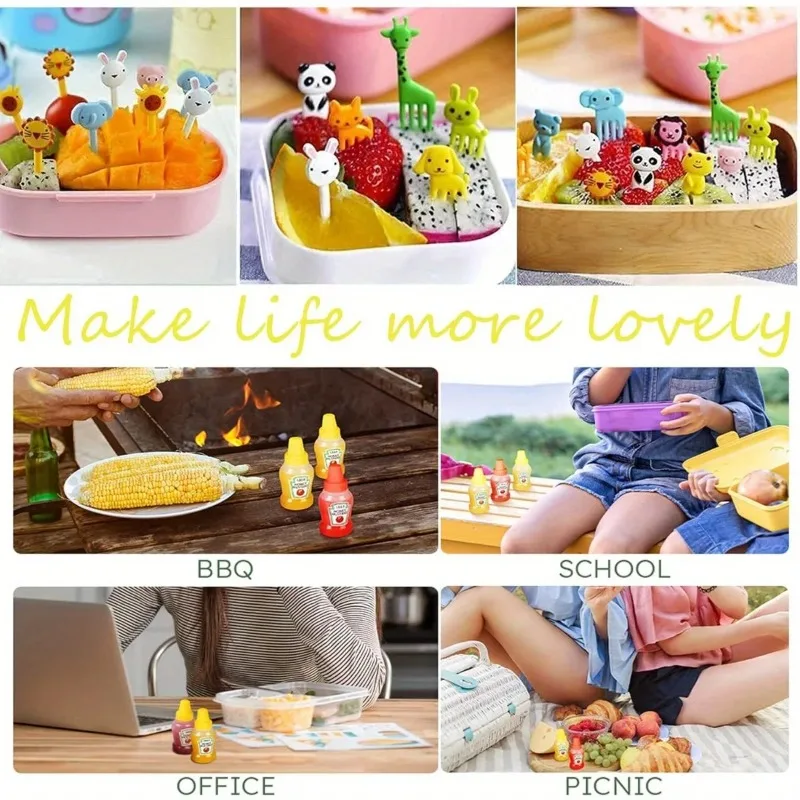 Мини-бутылочка для приправ соуса пищевая вилка фруктов портативная женская