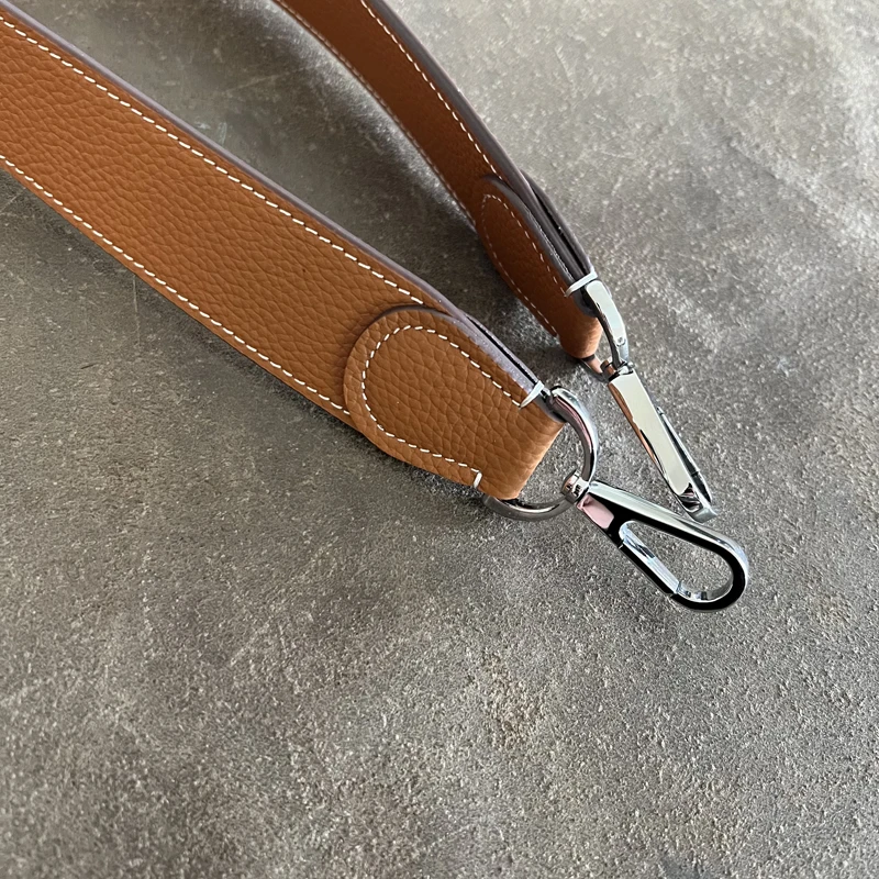 1.5 inch Wide Full Leather Evelyn Bag Shoulder Strap Togo Cowhide Gold Color Blocking Design Steel Buckle Bag Accessories