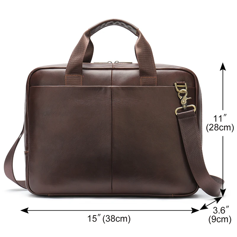WESTAL Men's Bags Genuine Leather Men Briefcase for Laptop 14 Men's Leather Handbags Business Bag for Document Messenger Bag