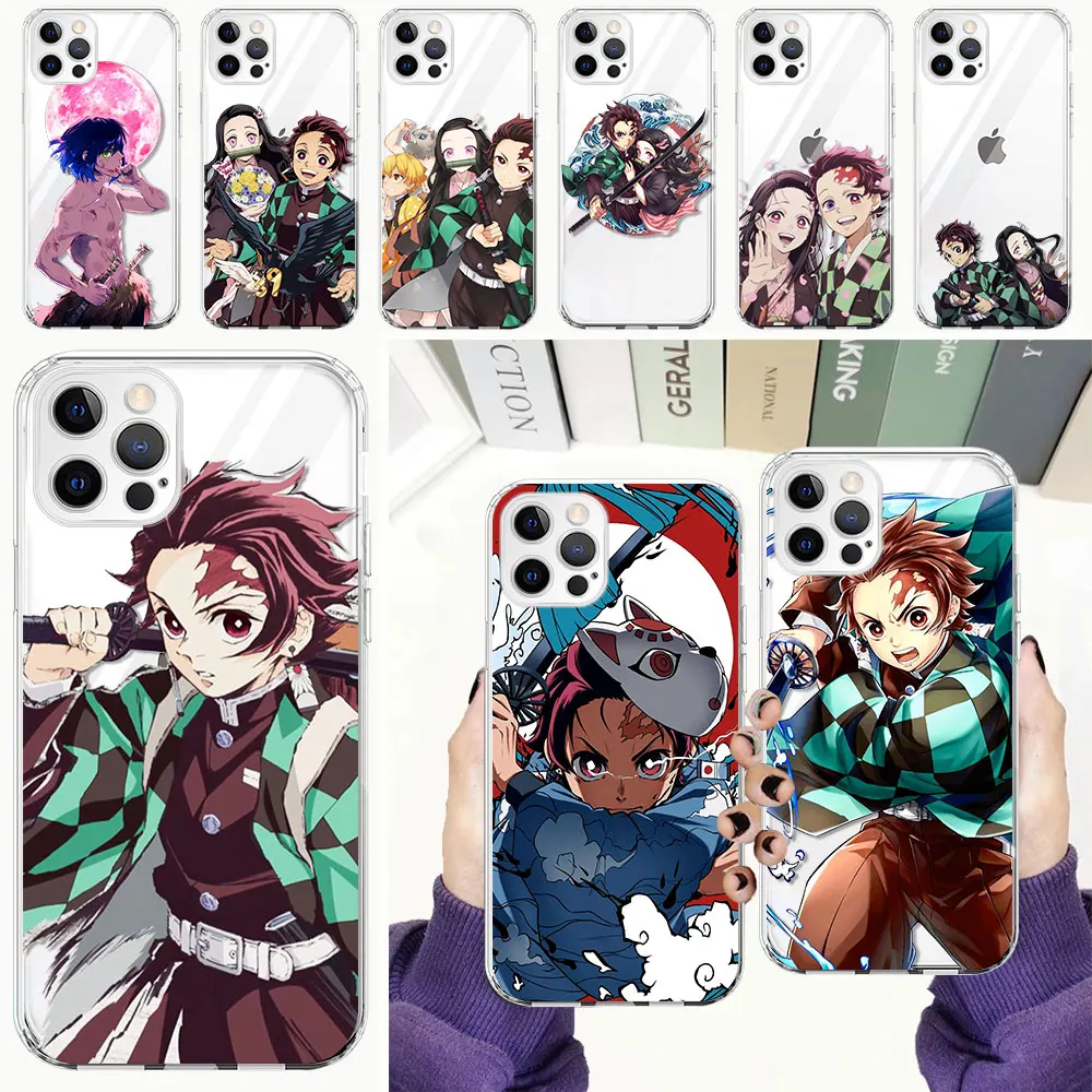 

Demon Slayer Coque For Apple iPhone 12 13 Mini 11 Pro 7 8 6 6S Plus SE 2020 Soft Phone Case Clear Bags Kamado Tanjirou Anime