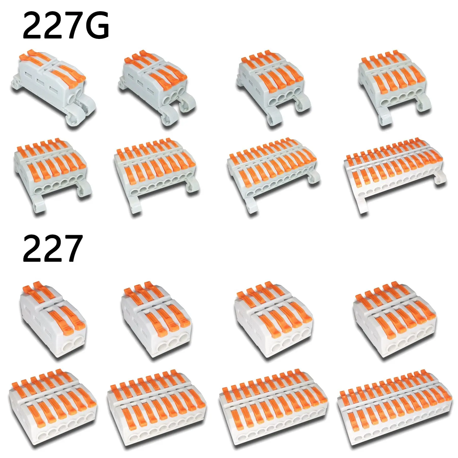 

Wire Connectors 222-227 227G Docking Cable Conectors Fast Universal Wiring Compact Conductors Push-in Terminal Block LED SPL-227