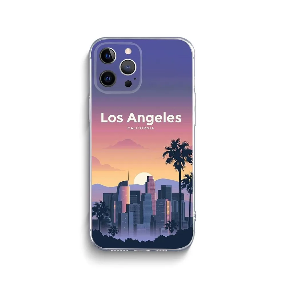 Чехол для телефона Travel Los Angeles California iPhone 15 14 13 12 11 Plus Pro Max XR XS X 7 8 мини-прозрачный