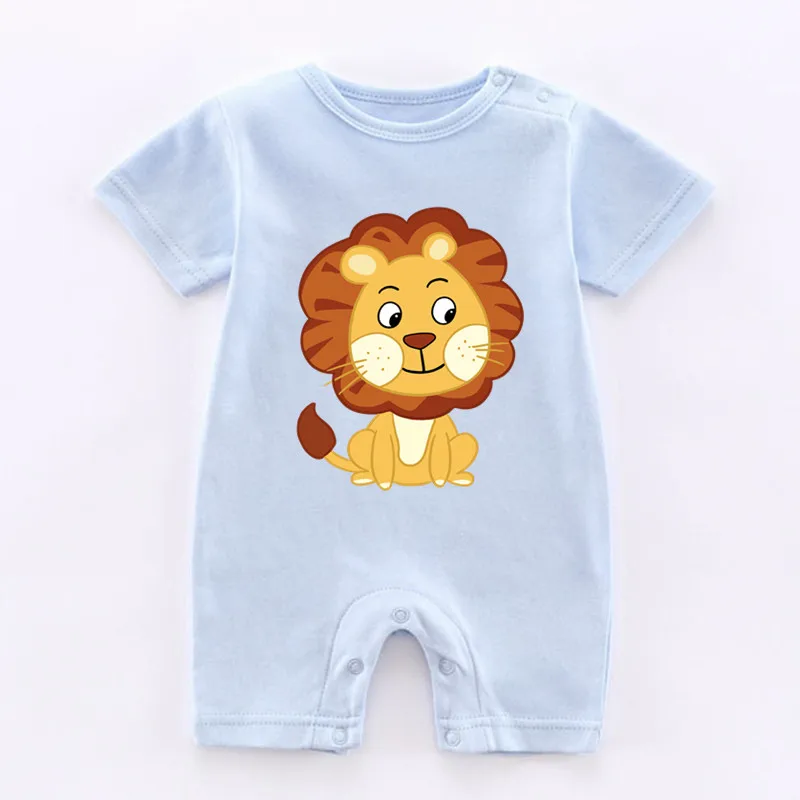 

Funny Cartoon Lion Print Baby Girl Clothes Cotton Baby Boy Romper Infant Newborn Costume Short Sleeve Jumpsuit