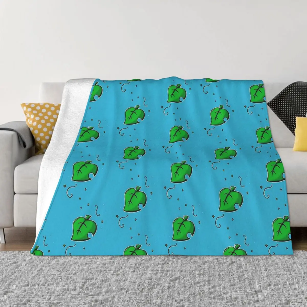 

Animal Crossing New Horizons Blanket Flannel Decoration Cute Leaf Design Portable Home Bedspread