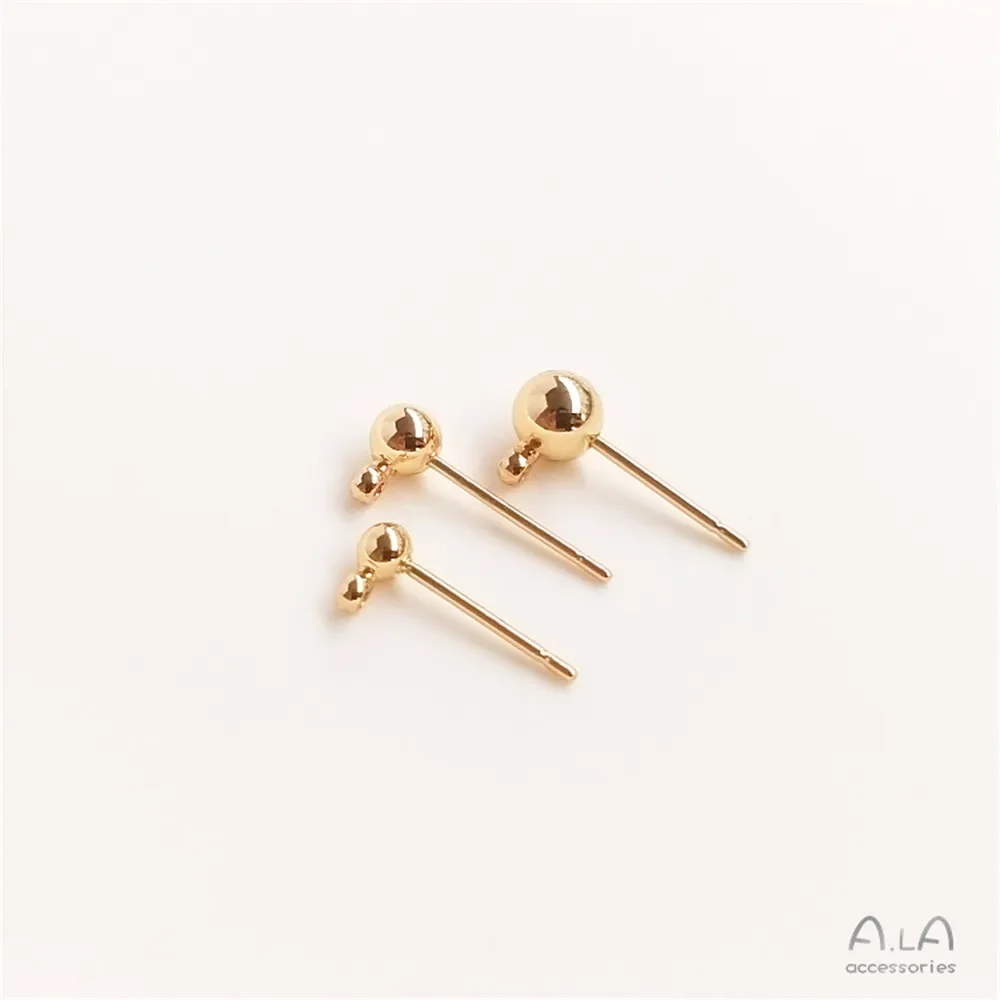 1 пара 14-каратных позолоченных шариковых игл гвоздей для ушей с подвесным кольцом