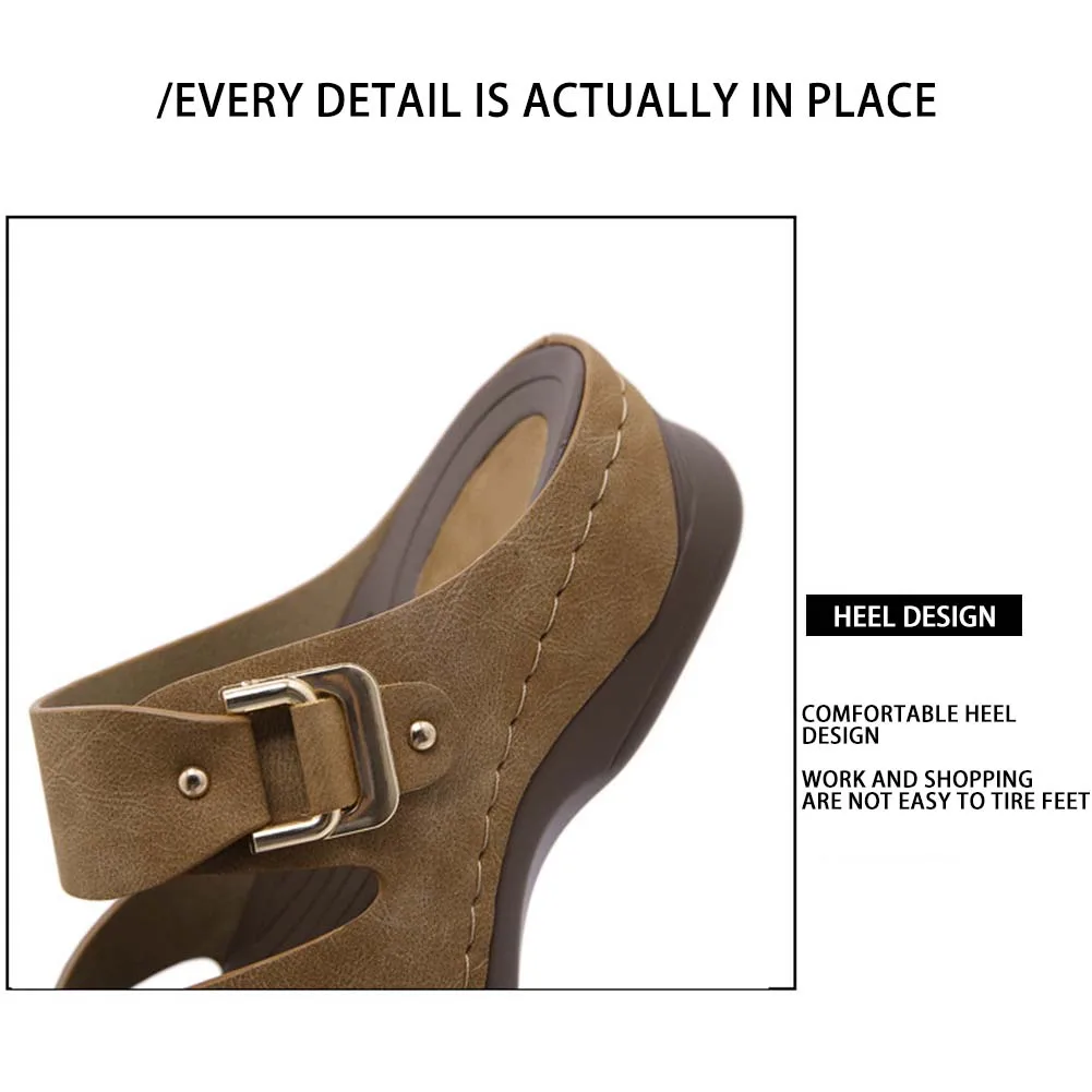 Casual Simple Buckle Sandals Non-slip Clip Toe Slippers For Dating