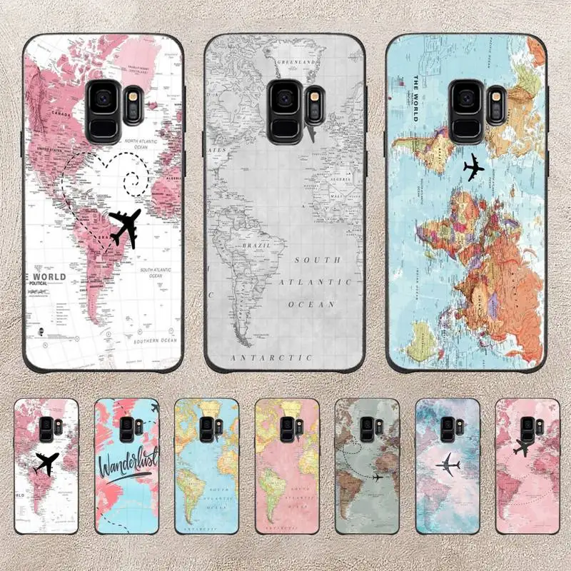 

Airplane Flying Map Phone Case For Samsung Galaxy A51 A50 A71 A21s A71 A41 A70 A30 A22 A02s A53 A72 A73 5G Cover