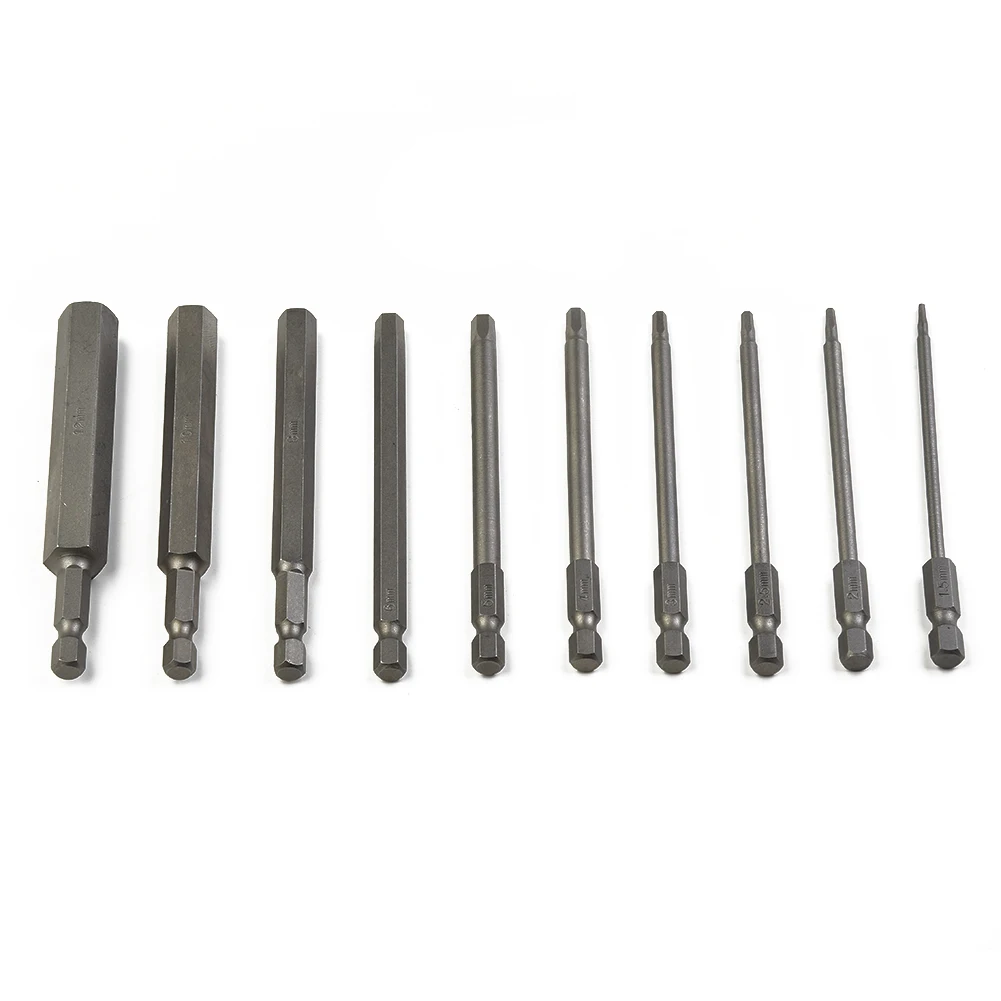 

1/4 Inch Hex Screwdriver Bits 100mm 10pcs Hex Head High Hardness Magnetic Tip Metric Screwdriver Bits High Quality