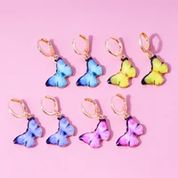 fashion jewelry korean earrings oil drop butterfly pendant hoop earrings for women girls accessories