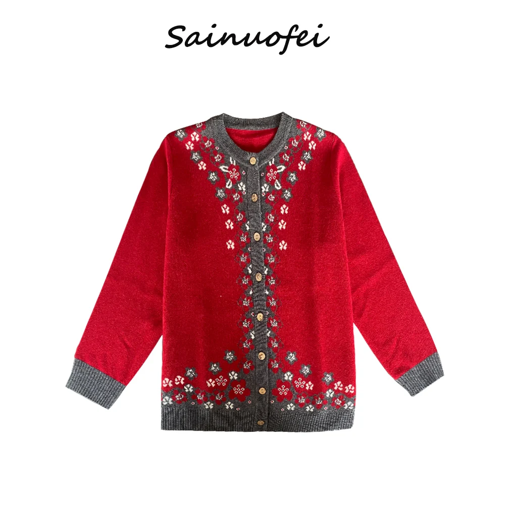 

Sanofi - Women's Round Neck Sweater Coat Patterned Soft Warm Beautiful Design Cardigan