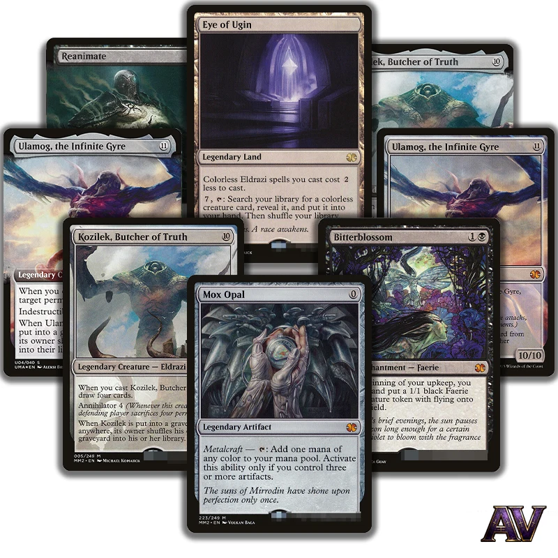 Фото Реплики магических карт MM2 Modern Masters 2015 Mox Opal/Eye of Ugin/Bitterblossom Butcher of Truth с голограммой №1