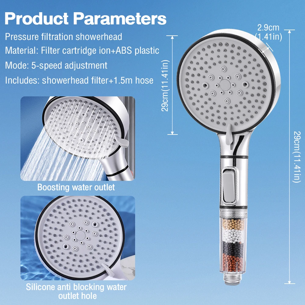 Душевая насадка высокого давления с 5-режимным антиккальєвым фильтром