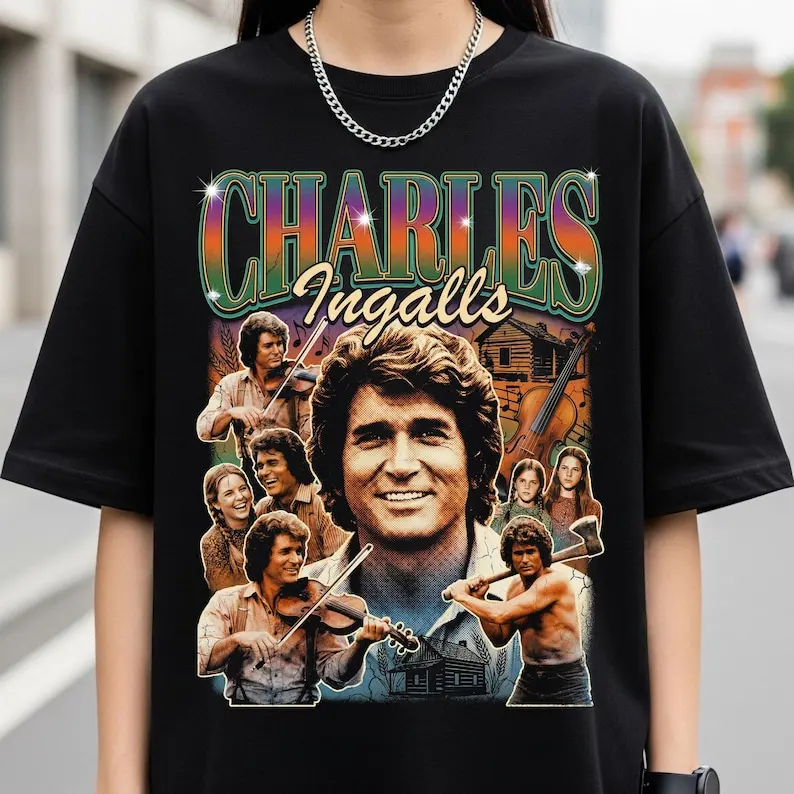 Футболка Charles Ingalls - Футболка в стиле ретро с изображением Майкла Лэндона - Подарок для фанатов сериала «Маленький домик в прерии» (art.: 3920dbec1ce48) - 3920dbec1ce48