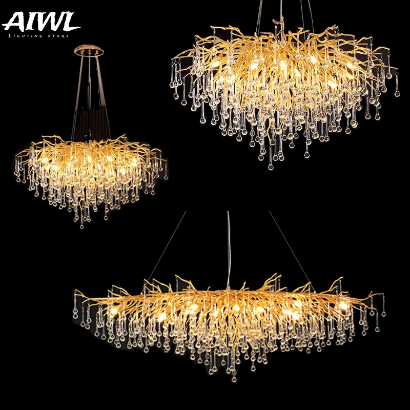 Pаспродажа Роскошная хрустальная светодиодный ная люстра потолочная потолочные светильники лофта виллы большие отеля залалюстры для гостинной 2021 хр...