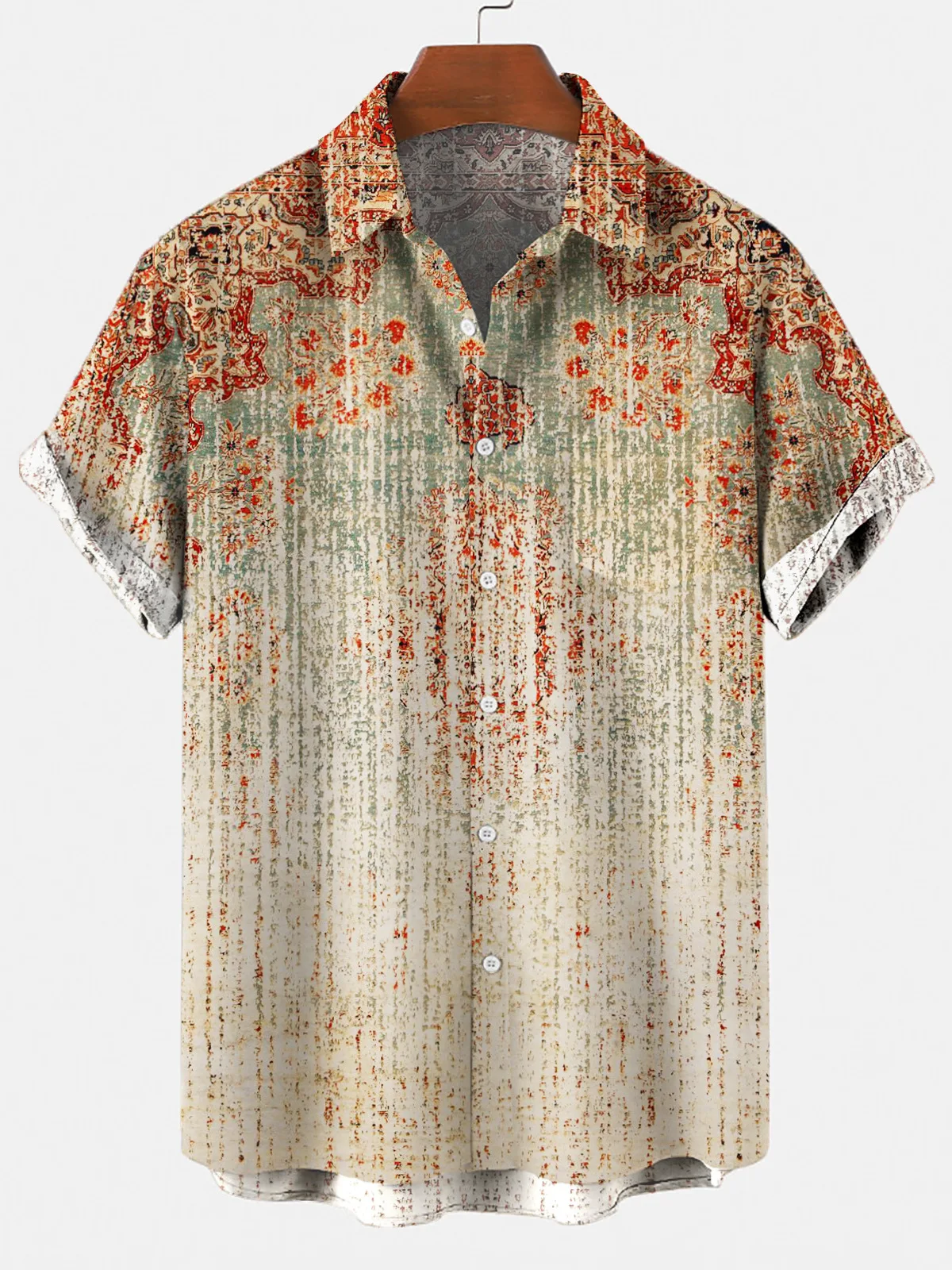 

Мужская рубашка с коротким рукавом, креативная рубашка большого размера с 6 лепестками и цифровым принтом, лето 2021