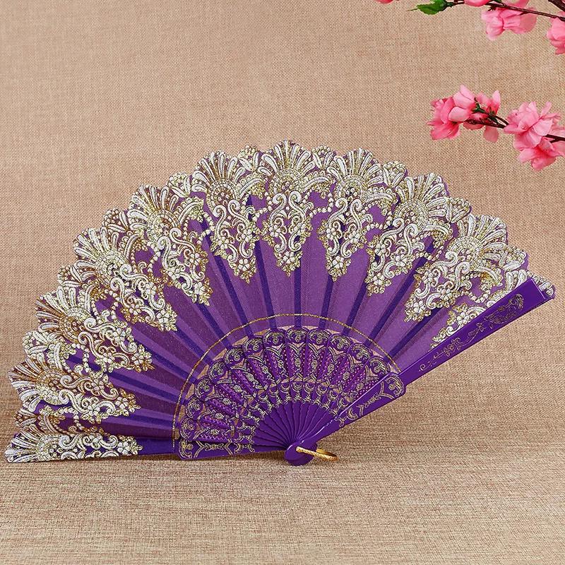 Складной ретро веер  разноцветный