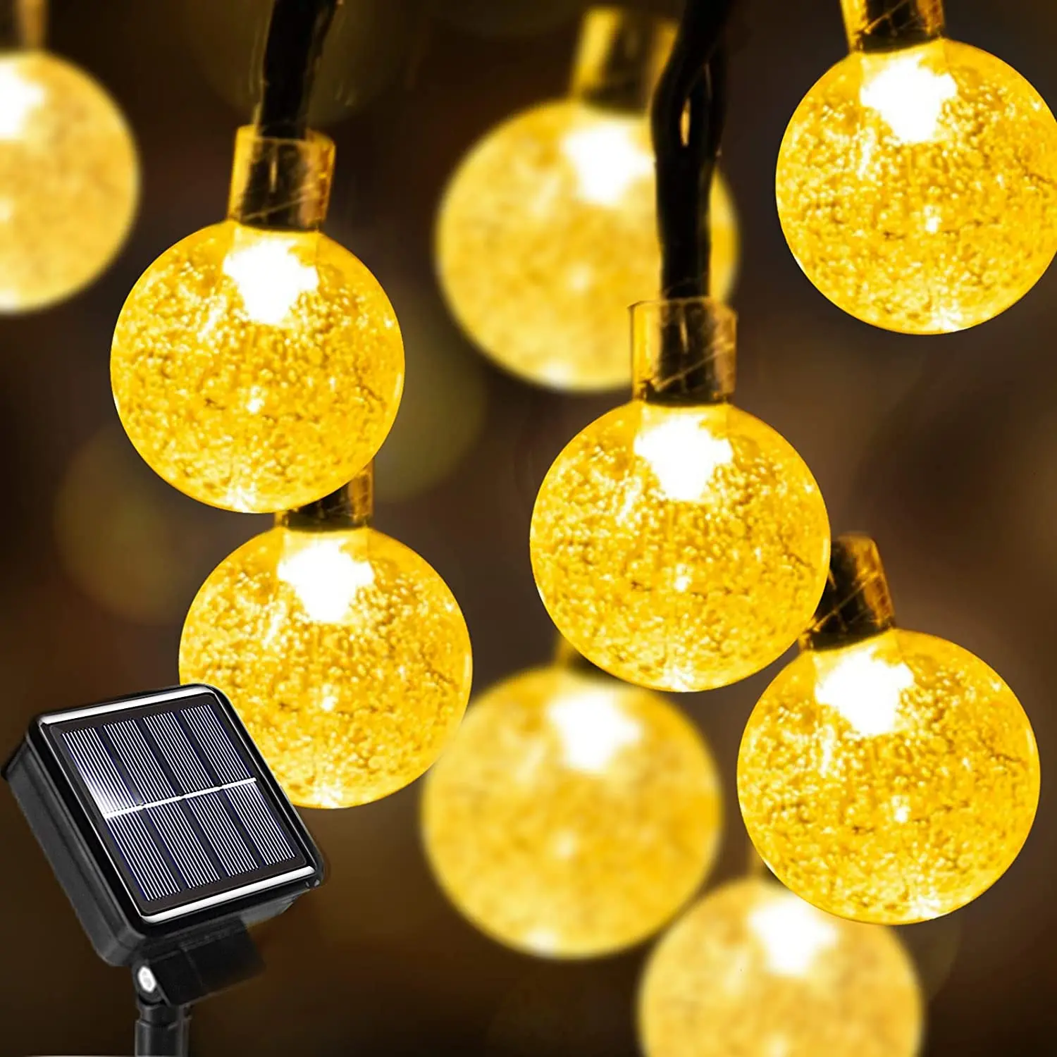 

60 LED Solar String Lights Outdoor Crystal Globe Lights 8 Modes Waterproof Solar Powered Patio Light for Garden Yard Porch Party