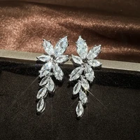 new elegant crystal zircon women earrings wedding engagement jewelry full bling iced out female fashion earring high quality