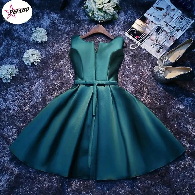 

Summer Vintage Dress Scalloped Satin Lace-Up Built-In Bra Sexy Evening Mini Party Gowns Dresses Vestidos De Festa Female