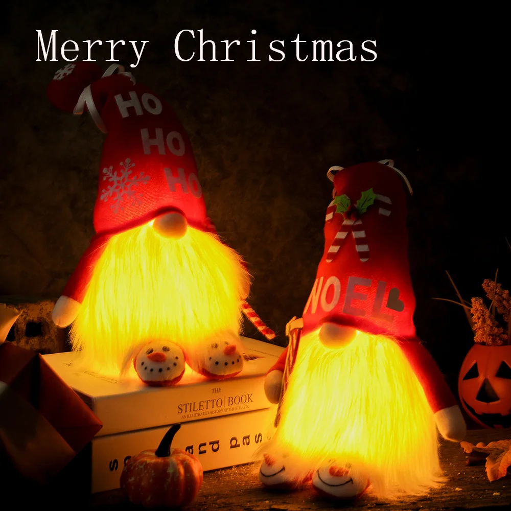 

2023 Glowing Led Lights Faceless Gnome Old Man Christmas Ornaments Home Decor Plush Doll Xmas Room Decoration Celebration Gift