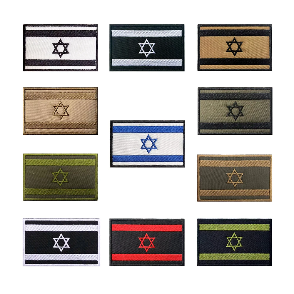 

1PC Israel Flag Armband Embroidered Patch Hook & Loop Or Iron On Embroidery Velcros Badge Cloth Military Moral Stripe