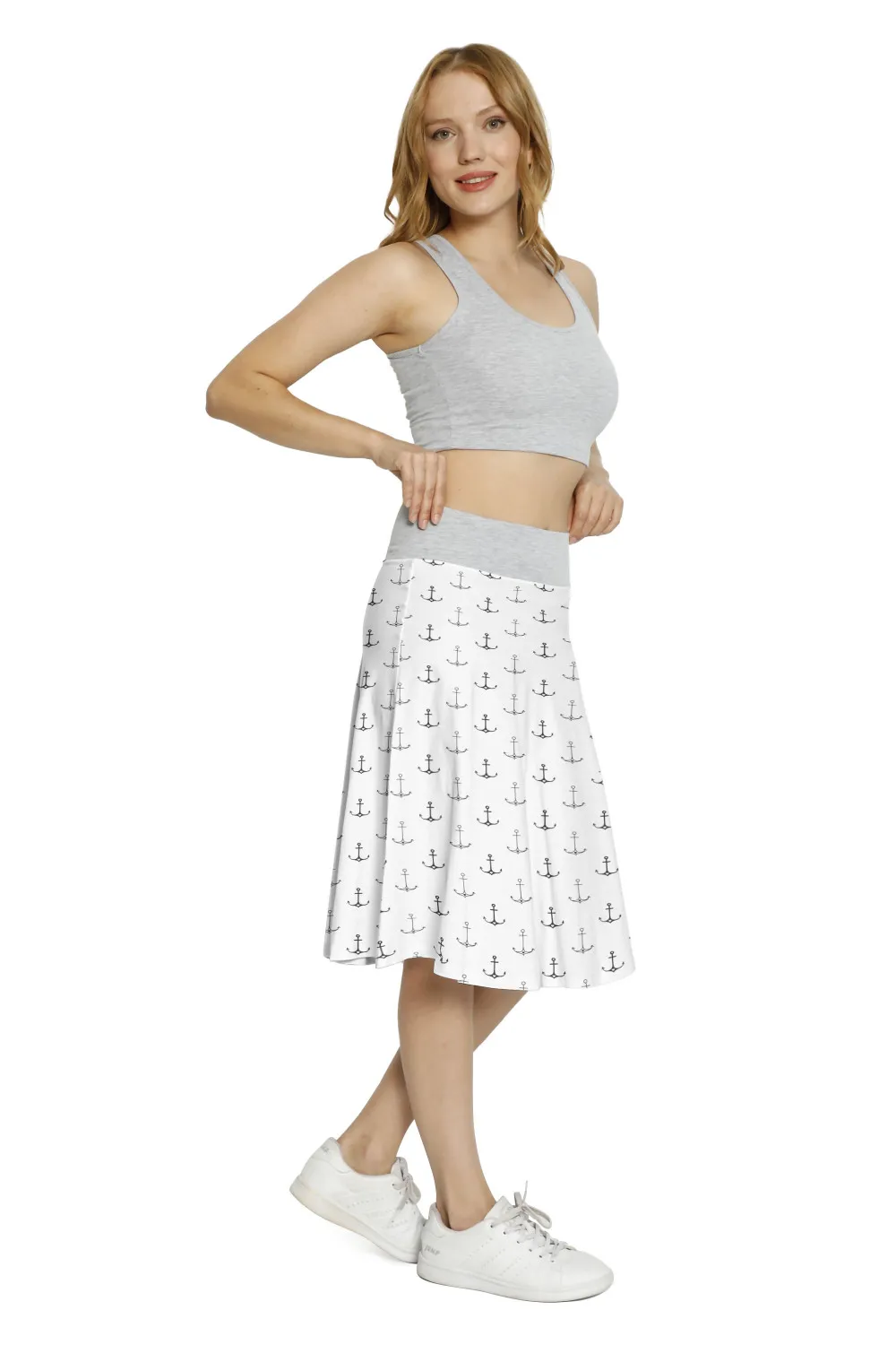 Юбка Женская средней длины с завышенной талией и принтом | одежда