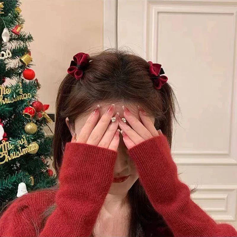 

Lovely Girls Mini Hair Claws Hairpin Sweet Velvet Forehead Bangs Clip Bowknot Small Hair Clip Fashion Women Hair Accessories