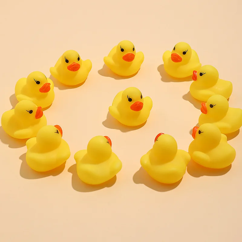 

10pcs Baby Bath Toy Cute Little Yellow Duck with Squeeze Sound Soft Rubber Float Ducks Play Bath Game Fun Gifts for Children