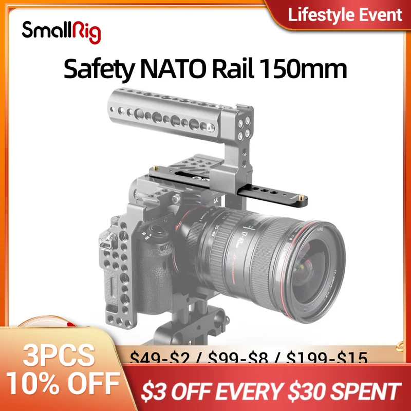 

SmallRig Portable Safety NATO Rail 150mm quick-release rail provides a mount for NATO Handles and NATO Clamps 1876