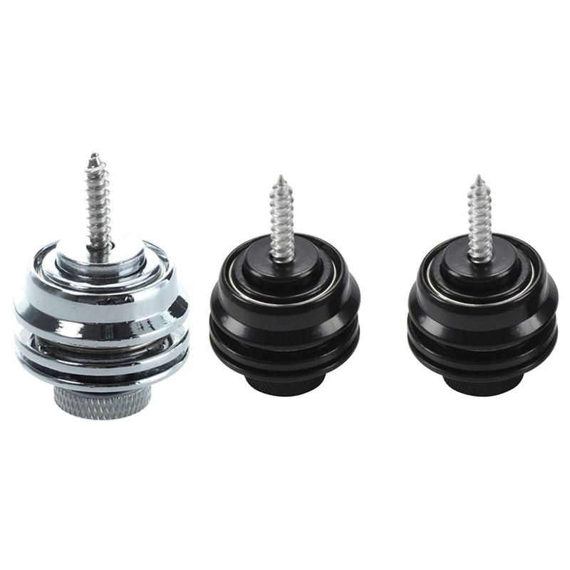 

1X Flat Head Chrome Strap Lock For Electric Guitar & 2Pcs Non-Slip Guitar Strap Lock Guitar Belts Buckle Button Thread