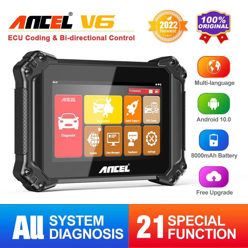 

ANCEL V6 OBD2 Car Diagnostic Scanner Tool All System ECU Coding Active Test A/F IMMO TPMS EPB 21+ Reset OBD 2 Automotive Scanner