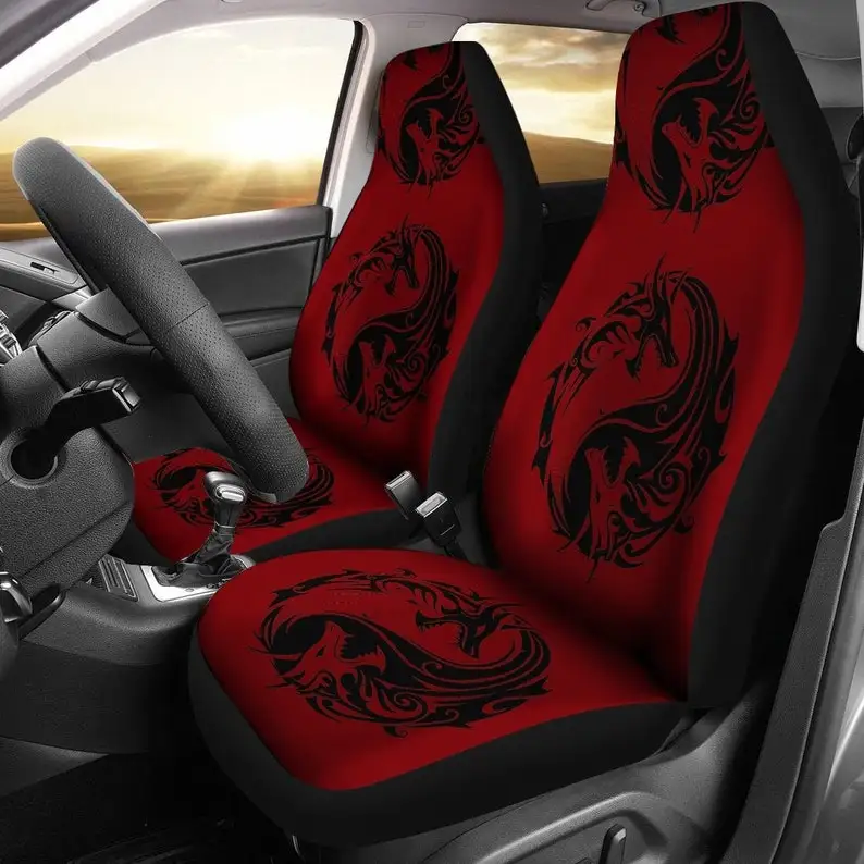 

Red Dragon Yin Yang Car Seat Covers Pair, 2 Front Car Seat Covers, Seat Cover for Car, Car Seat Protector, Car Accessory