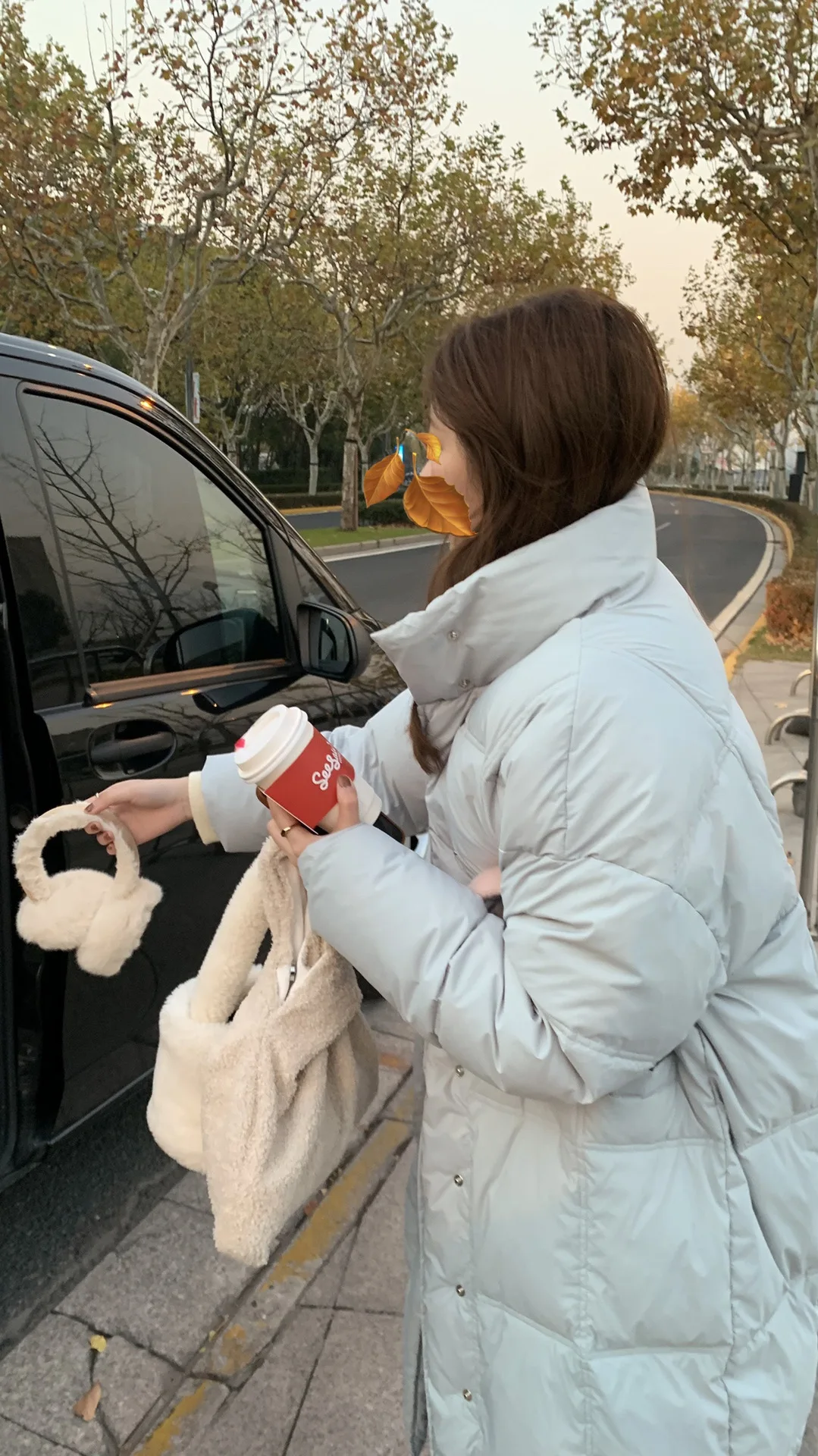 Down coat long knee length stand collar white duck down coat for female winter