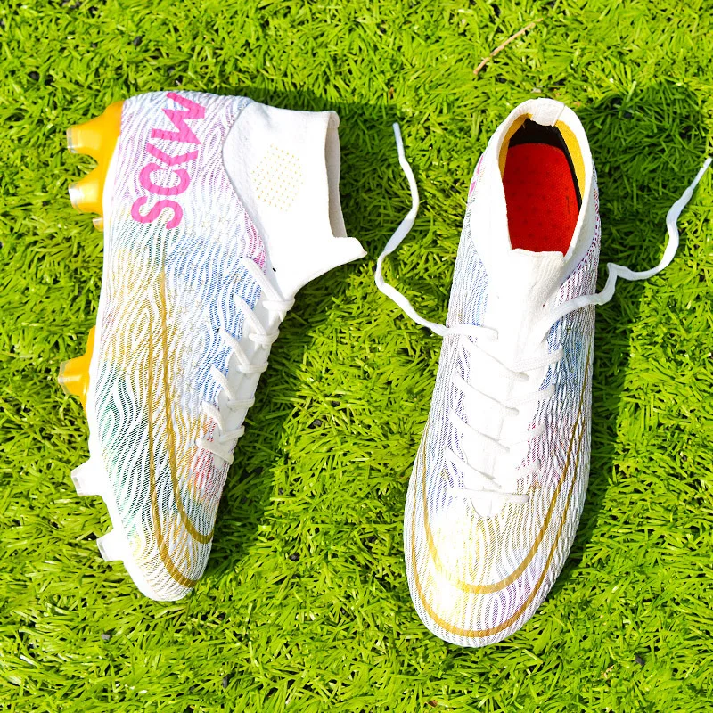 Hot Sale Mens Soccer Cleats High Ankle Football Shoes Long Spikes Outdoor Training Boots Men Women Soccer Shoes Chuteira Futebol