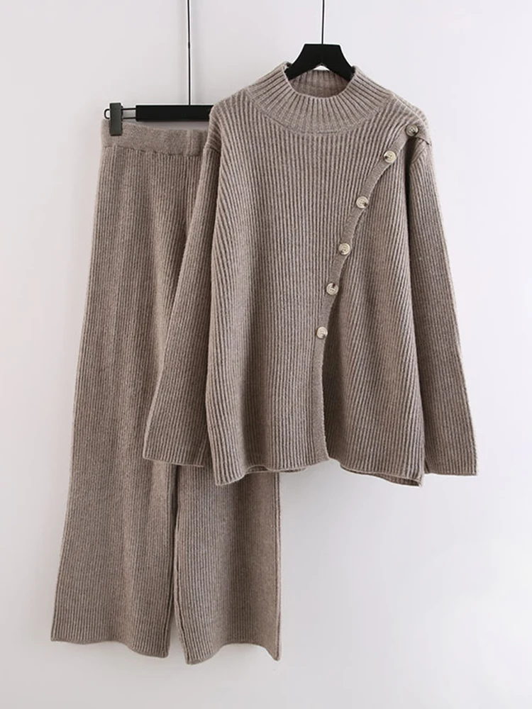 Женский трикотажный комплект из двух предметов пуловер с длинным рукавом и