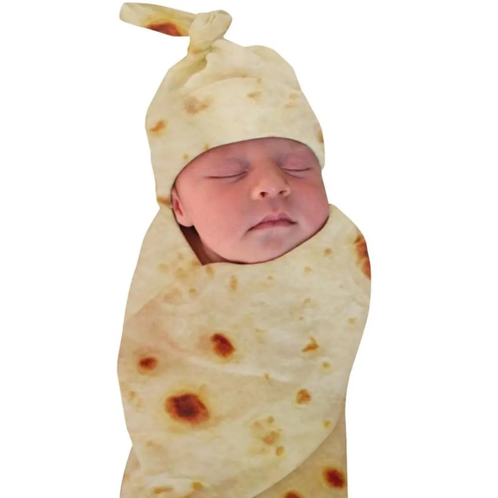 

1PC Burrito Baby Blanket Swaddle Flour Tortilla Swaddle Blanket Sleeping Swaddle Wrap With Hat Kid Toys
