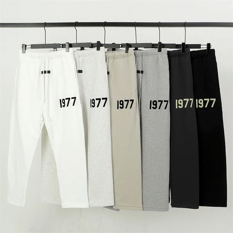 

Joggers Pants Men Autumn Winter Sweatpants High Quality Cotton Trousers 1977 Flocking Number Printing Hip Hop Fashion Streetwear