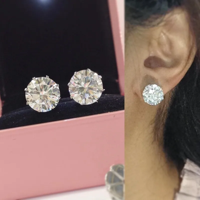 

Ne'w Minimalist Crystal Cubic Zirconia Stud Earrings for Women/Men 6 Claws Design Fashion Earrings Silver Color Hot Jewelry