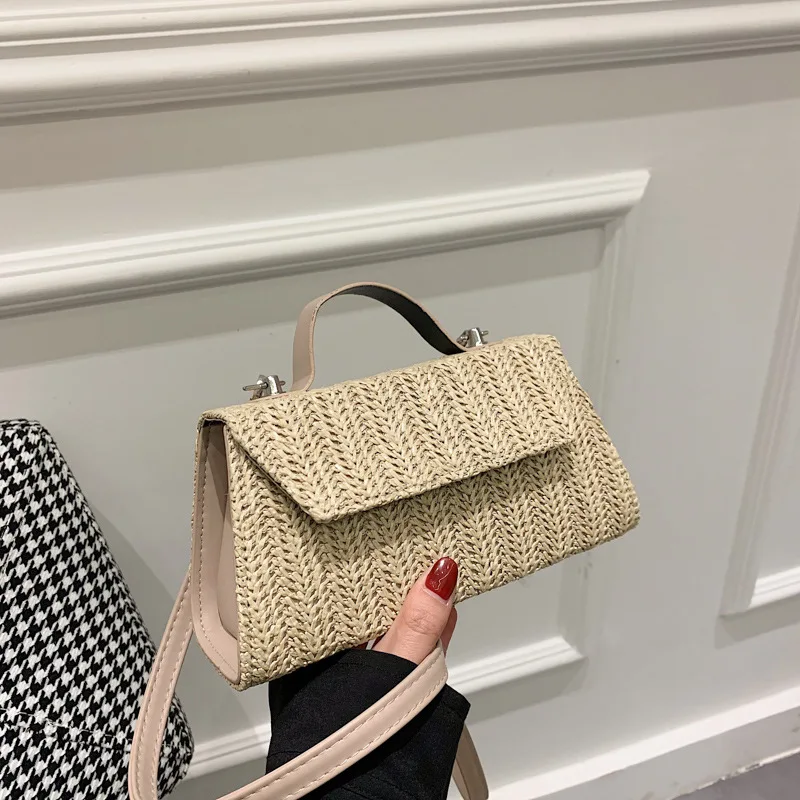 

Straw Small Square Bag 2022 Spring New Holiday Western Style Handbag Single Simple Trendy Shoulder Crossbody Bag