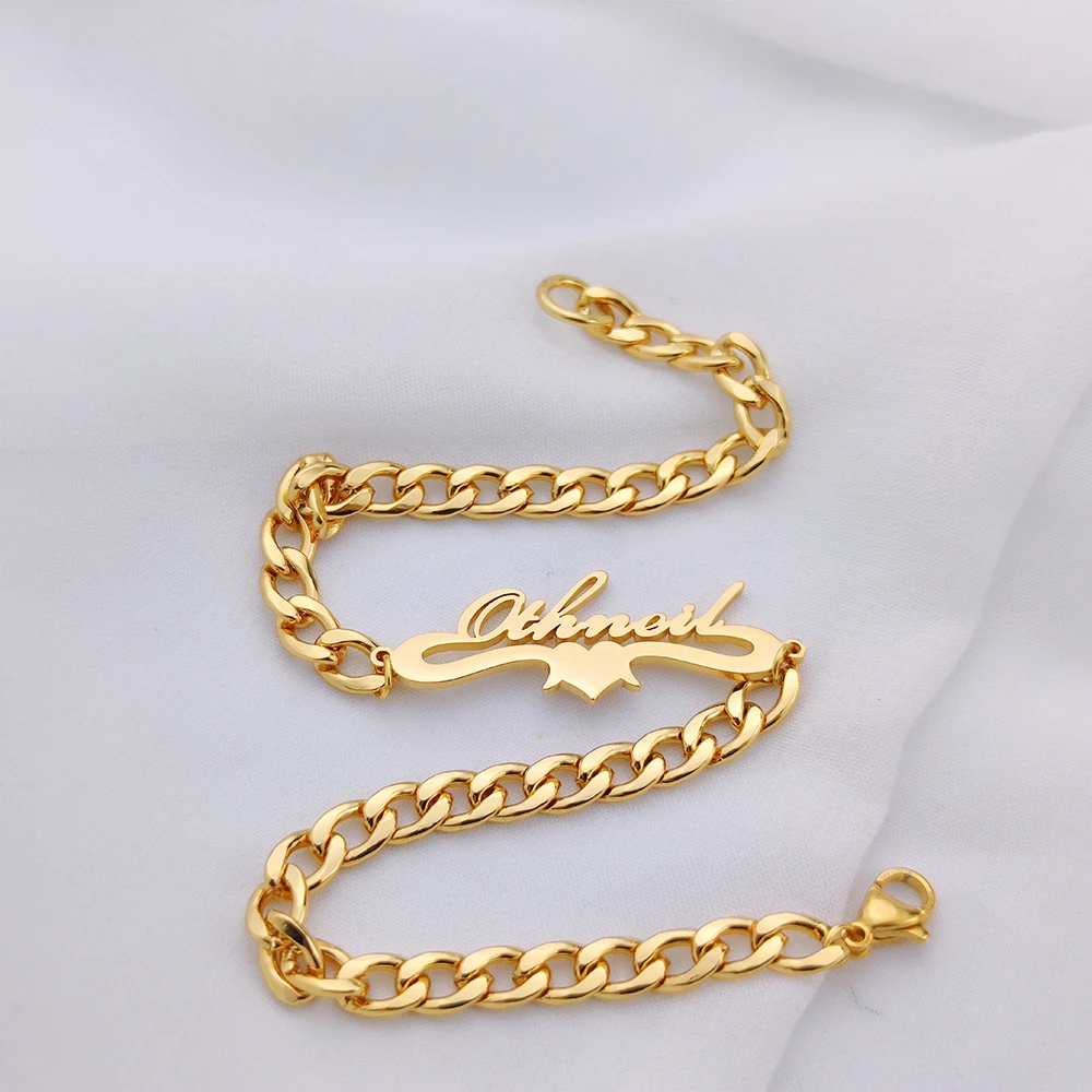 Индивидуальное ожерелье с именем на заказ кубинская цепочка золотого цвета 3 мм