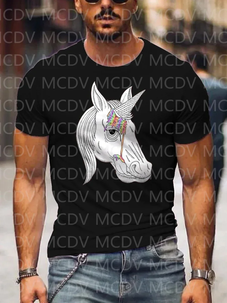 Футболка с 3D-принтом радуги единорога мороженого