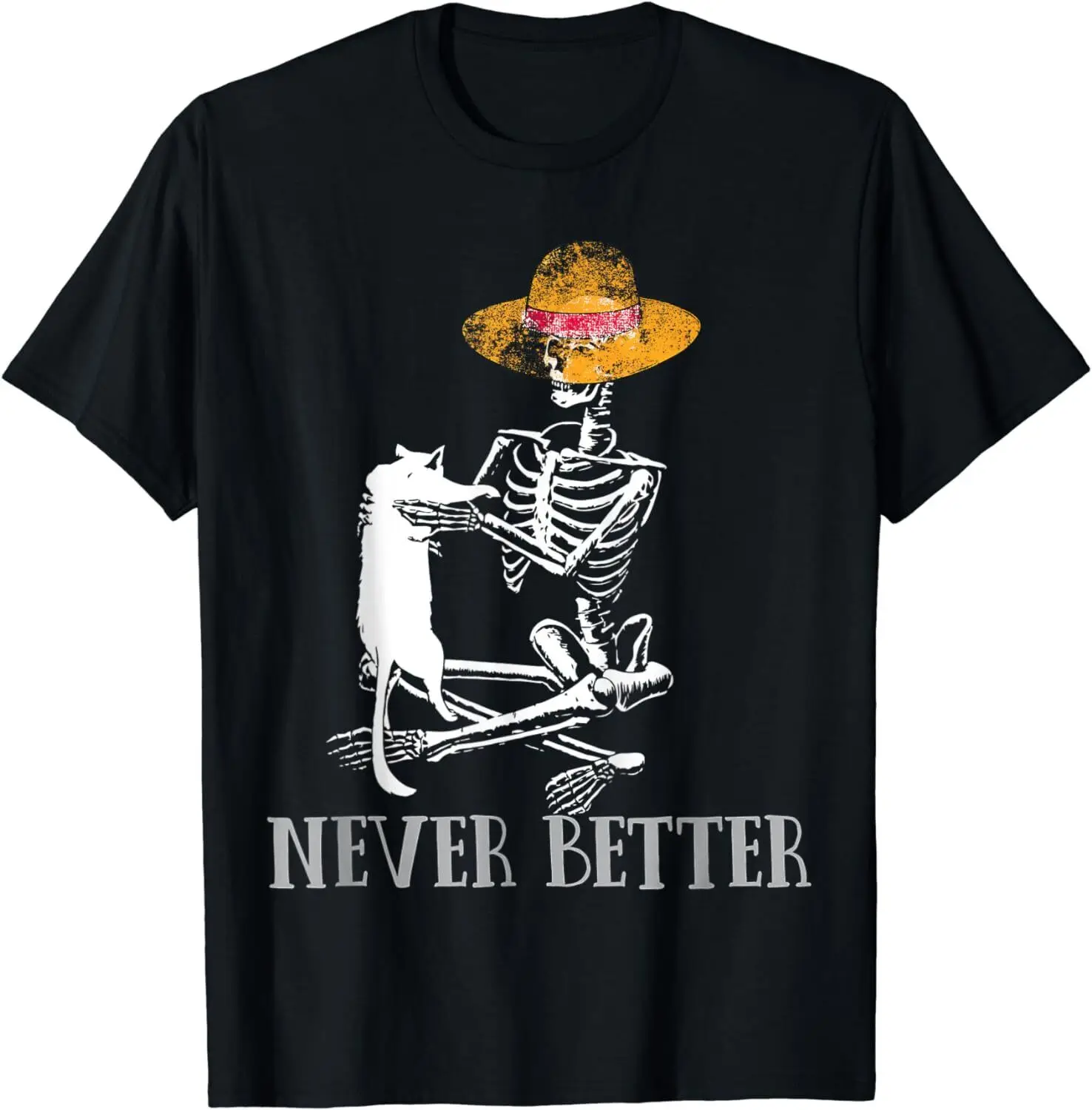 Смешной Скелет игра с кошкой Хэллоуин