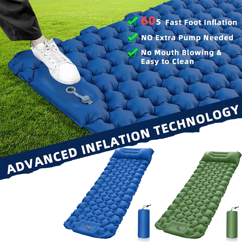 Ultralight Sleeping Pad Foldable Outdoor Camping Mat Inflatable Air Mattress Outdoor Hiking Trekking Picnic Sleeping Mat Single