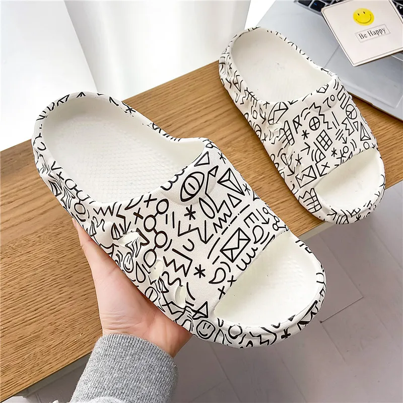 

Luxury Slippers for Men 2022 Summer Fashion Graffiti Sandals Casual Home Slipper EVA Non-slip Beach Shoes Slippers Home