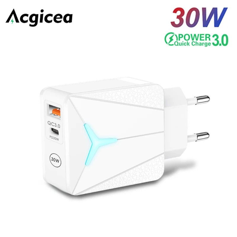 

30W Quick Charger PD Fast Charge Wall Charger For Xiaomi Samsung Iphone13 12 Pro Mobile Phone Charger QC3.0 USB Chargers Adapter