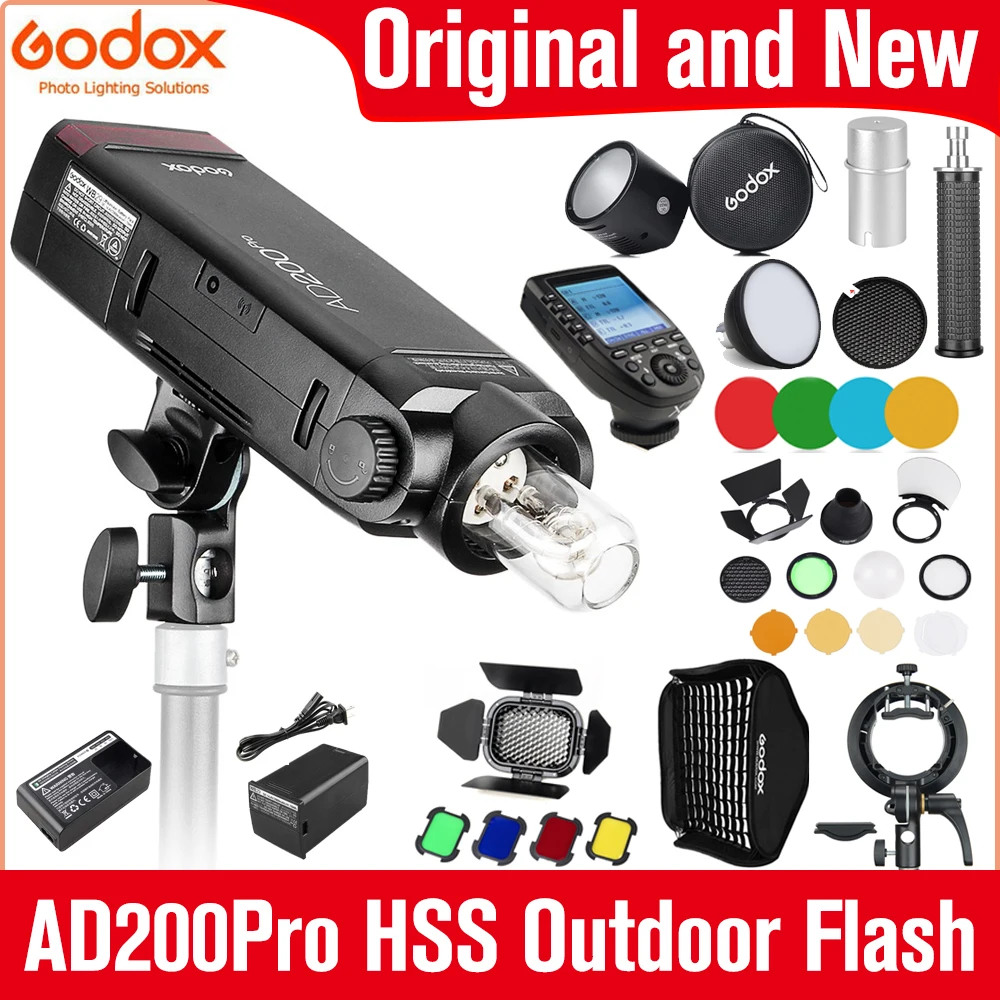 Godox AD200Pro AD200 Pro Outdoor Flash Light 200Ws TTL 2.4G 1/8000 HSS Pocket Speedlite Strobe for Canon Sony Nikon Fuji DSLR