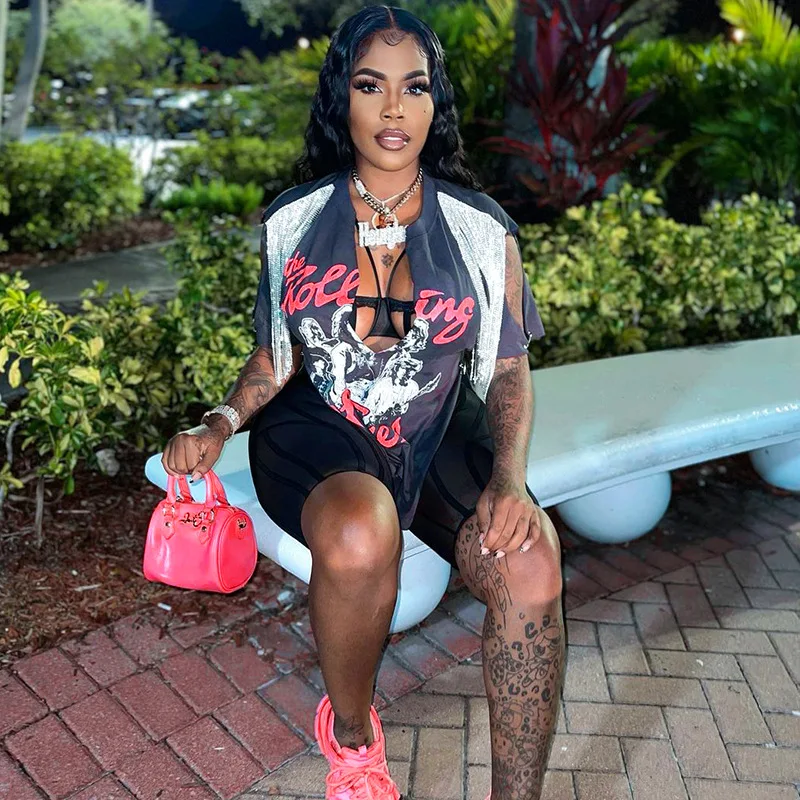 

Женская летняя рубашка с принтом, футболка с бахромой, уличная одежда для офиса на плечах, укороченный топ, одежда для женщин, наряд, 2022