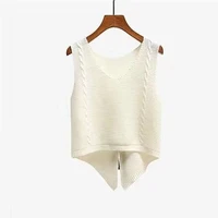 spring autumn new female sweater knitted vest college student girls short pullover sweet top clothing swallowtail vest white